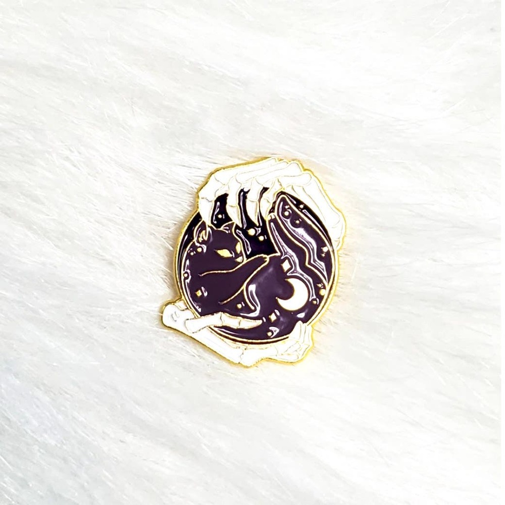 Crystal ball with hands Pin
